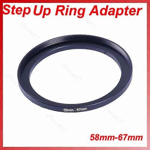1 PC Metal 58mm-67mm 58-67 mm 58 til 67 Step Up Filterring Adapter Sort