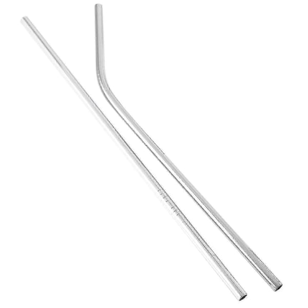 100 stk 304 rustfritt stål bøyde sugerør 215 mm x 6 mm gjenbrukbart metall silver