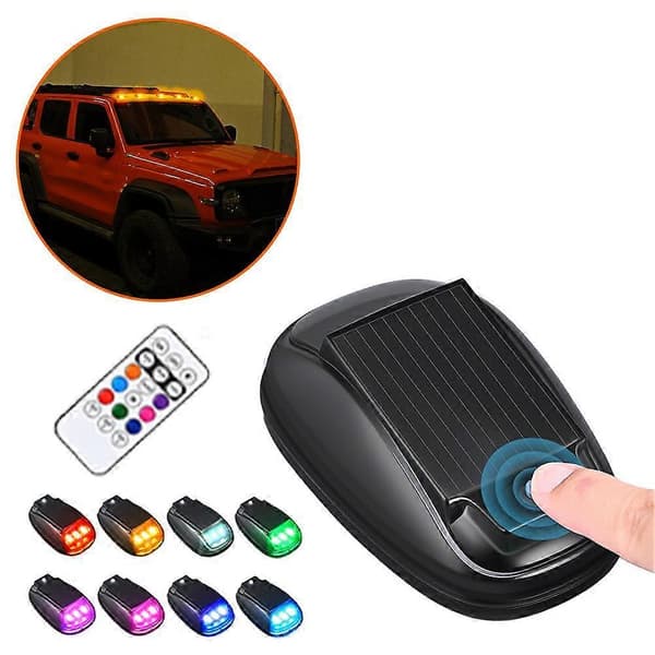 Solcelledrevne førerhuslys for lastebil LED trådløse taklys Pickup☆☆☆☆ 2pcs+rc One size