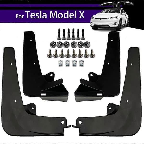 Fantastiske Stænklapper til Tesla Model X 2015-2021, For og Bag, Mudderbeskyttere