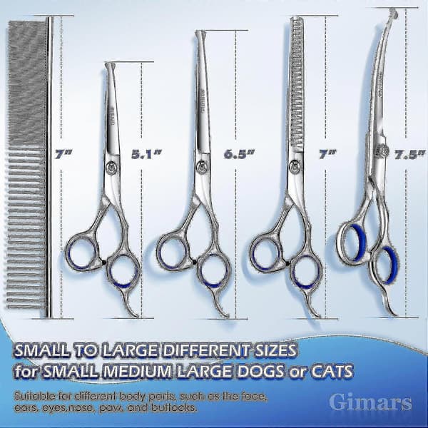 4CR Rustfrit Stål Plejesaks Sæt til Kæledyr 6 i 1 til Hunde og Katte Titaniumbelagt