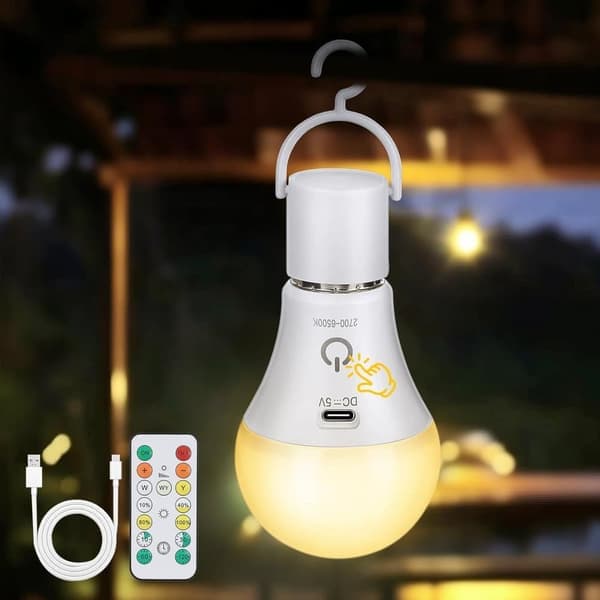 [14]1/2/4-Pack Rechargeable LED Bulb with Remote Control – E27, USB, 3 Colors, Dimmable, Touch Control, Outdoor and Emergency Light 1pc
