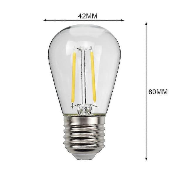 10 stk E27 S14 LED-pære 2W Varm Hvit Retro Edison-pærer for utendørs bruk