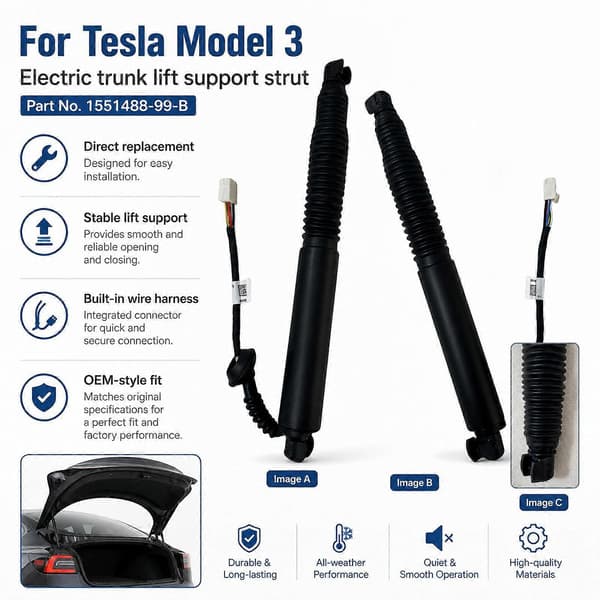 Til 2021-2023 Tesla Model 3 Elektrisk Bagklapstøtte 1551488-99-B Not Specified