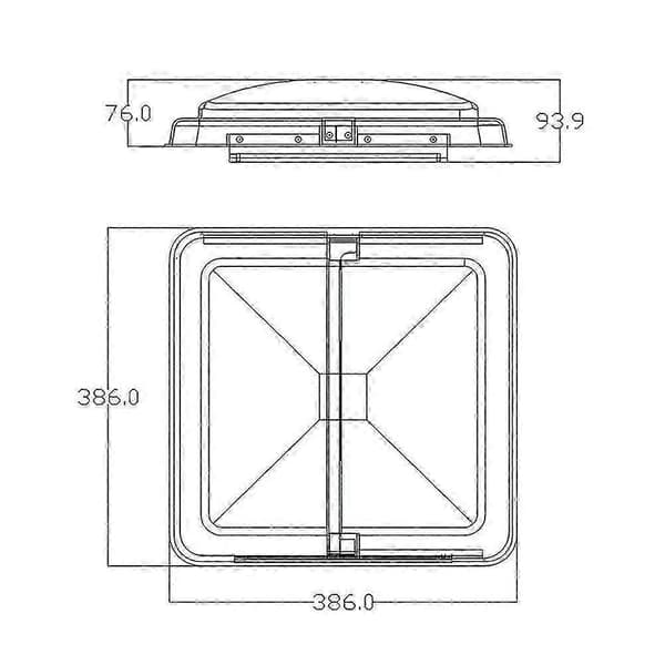 Hvit bobilventilhette 14x14 tommer for utskifting av bobilbaderomstak