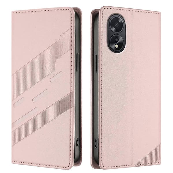 För Oppo A38 4G Mobilskal Punkstil Präglat Plånboksställ Läderfodral Multicolor Pink