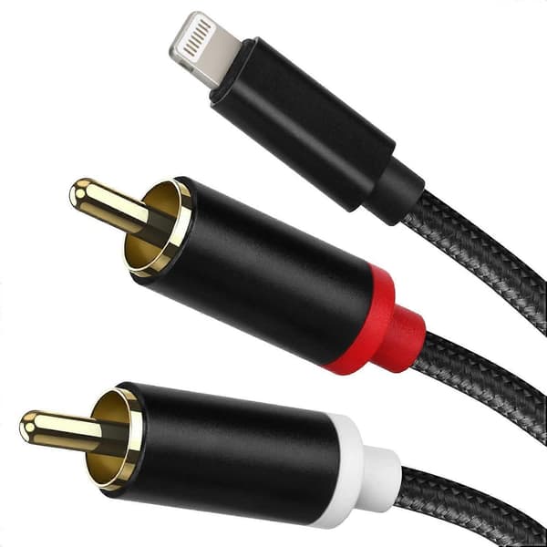 Lightning til RCA-kabel Audio Aux-adapter, Stereo Y-splitteradapter til udvalgte