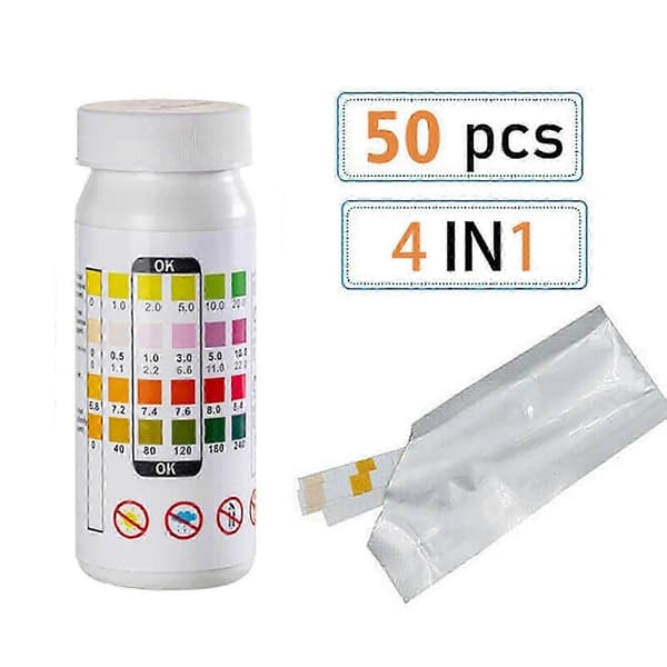 Teststrimler for alkalinitet og hardhet for svømmebasseng - 50 strimler