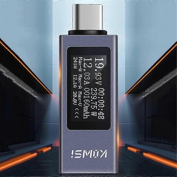 Typ-C Multifunktionell Digital Display Amperemeter Effektmätare DC 4-30V 12A Voltmeter Amperemeter Kapacitetstestare KWS-2301C