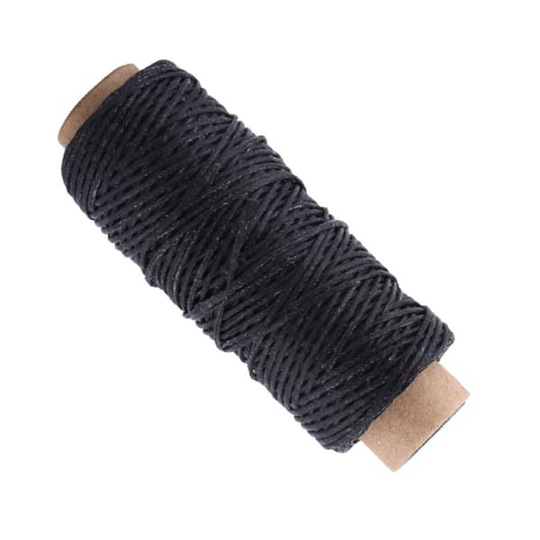 Flat sewing thread coarse braided waxed thread for leather craft repair 50m 1mm (black)