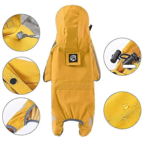 Vanntett hette lett 4 ben hund regnfrakk Yellow as described