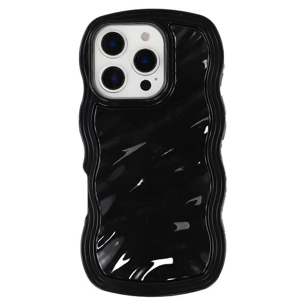 Til iPhone 16 Pro-deksel Bølget kant Støtsikkert TPU+PC-telefondeksel Multicolor Black