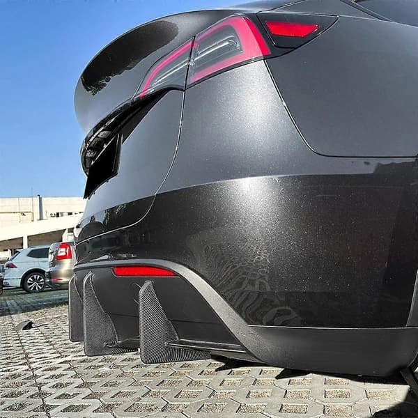 Bil bakre støtfanger diffusor leppesett for Tesla Model Y 2017-2024 bakre splitter spoiler deksel trim tilbehør Carbon fiber pattern