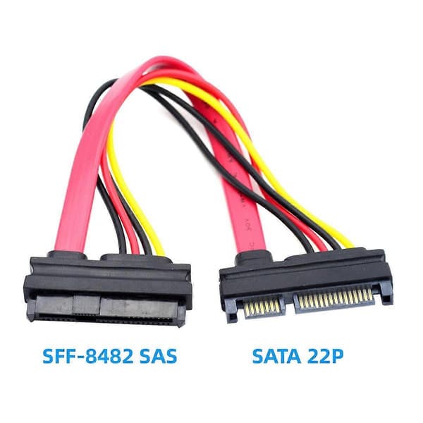 Lemonda SF-008 SFF-8482 SAS 29Pin til SATA 22Pin Harddisk Raid Forlængeradapter med 10 cm kabel