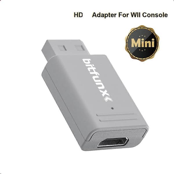 BitFunx Ypbpr til HDMI-kompatibel omformer for Nintendo Wii NTSC PAL Retro spillkonsoll Mini videoadapter Plug and Play Gray