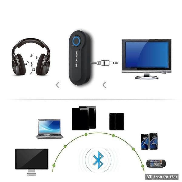Bluetooth 5.0 sender/mottaker for trådløs lydstrømming 3,5 mm black