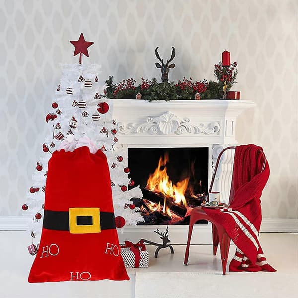 Julsäck Tomten Dragskoväskor Stor Tomten Dragskoväska Tyg Jul Stor Canvas Julsäck Röd Tomtesäck Tomtesäck