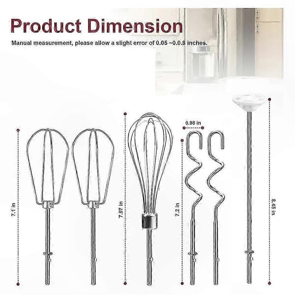 KitchenAid Håndmikser Tilbehør: Rustfritt Stål Visper, Pisk, Stavmikser & Deigkroker til KitchenAid Miksere