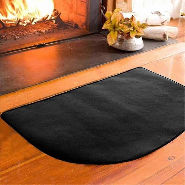 Flamsäker glasfiber eldstadsmatta Halkfri härdmatta för hemsäkerhet black