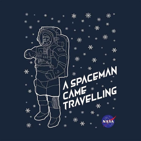 Christmas A Spaceman Came Travelling nyckelring Navy Blue 5cm x 5cm