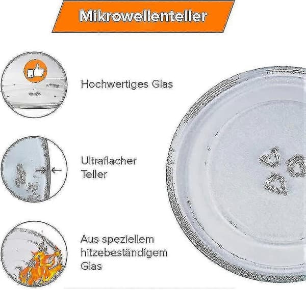 24.5cm Mikrovågsugn Glasplatta Universal Passform med 3 Fästen