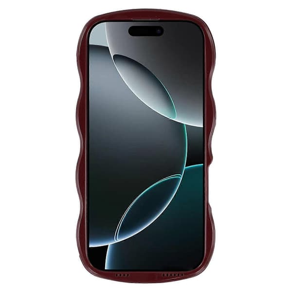 Til iPhone 16 Pro-deksel Bølget kant Støtsikkert TPU+PC-telefondeksel Multicolor Wine Red