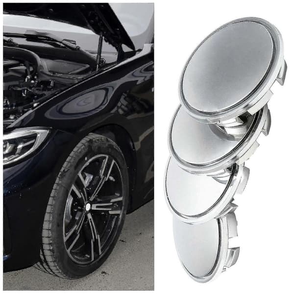 4st Bilhjulscentrumkåpa för SUV, Universal Plastfälgskydd Robust Design Silver