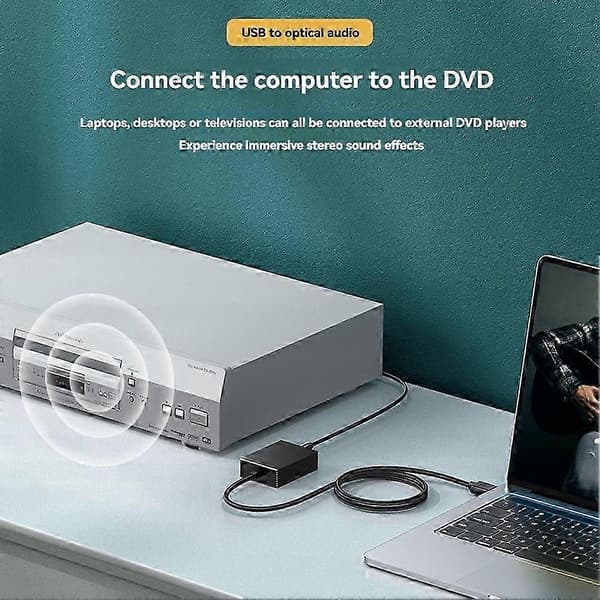 USB til optisk SPDIF Toslink & 3,5 mm lydadapterkonverter til PS5, til PS4, TV, PC, bærbar computer, smartphone til højttaler