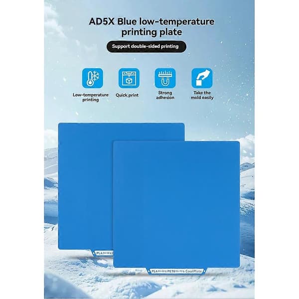 Til Flashforge AD5X Cool Plate - Dobbeltsidet pladebyggeflade lav temperatur PLA/PETG til 3D-printertilbehør Blue