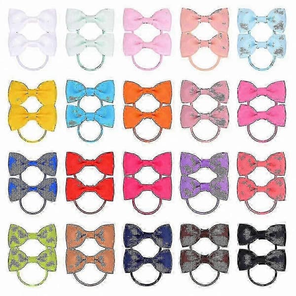40-pack 2 tums mini hårrosetter elastiska band bandslipsar tillbehör för babyflickor småbarn spädbarn barn -Z