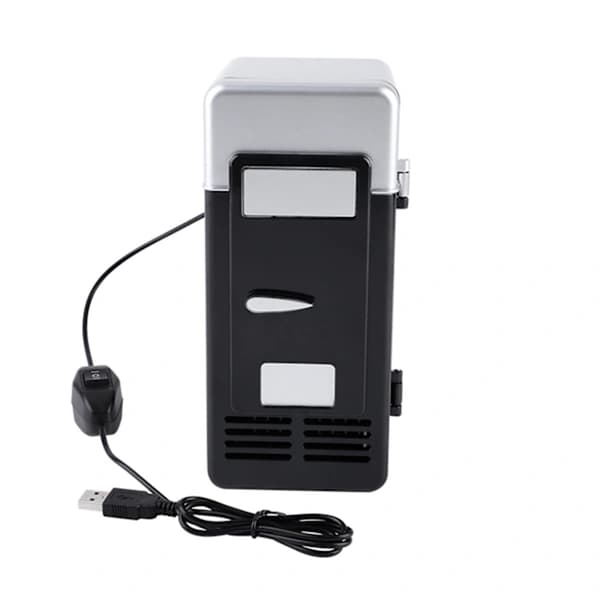 LED Mini USB Refrigerator for Drinks and Cans - Black Portable Cooler and Warmer Black