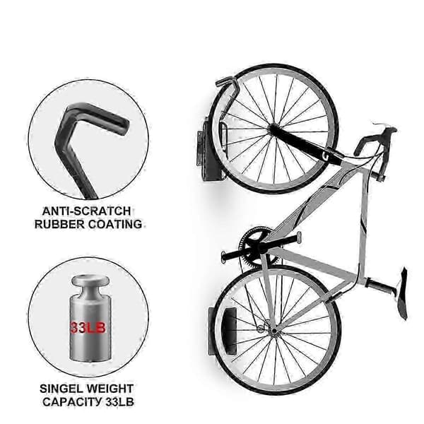 1-pack svängbart cykelväggfäste med däckbricka vertikal förvaring för garage Black