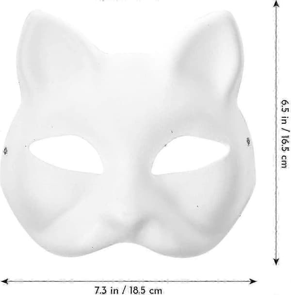 10-pak blanke Therian katte- og rævemasker til børn og voksne, Halloween kostumemasker til feriefester