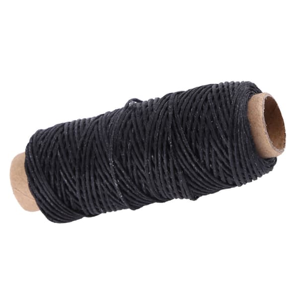 Flat sewing thread coarse braided waxed thread for leather craft repair 50m 1mm (black)