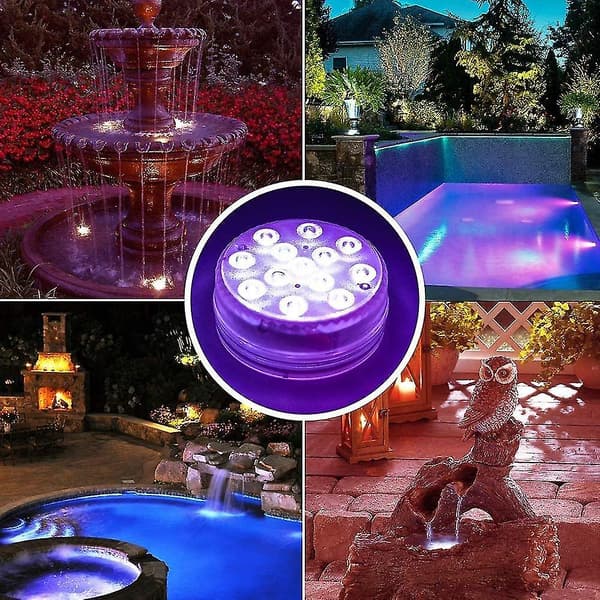 [14]Waterproof Submersible LED Light, IP68 Multi-color Underwater Pool Light with Remote Control Bathtub Light