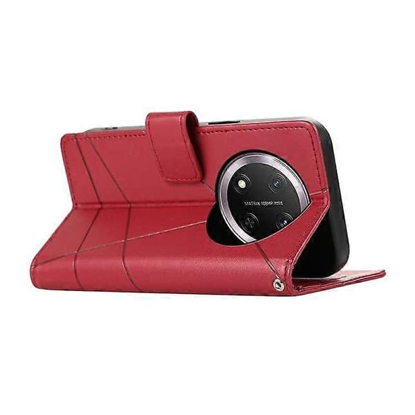 För Honor Magic7 Lite 5G Telefonfodral Linjeavtryck Läder Plånboksfodral Red