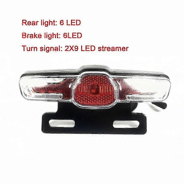 E-sykkel baklys med blink/bremselys 12-80V 6Pin