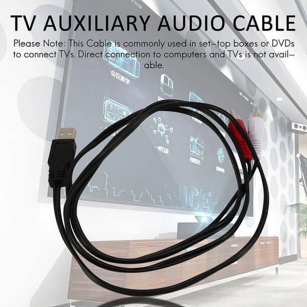 1,5M USB A hann til 2X RCA Phono hann AV-kabelledning PC TV Aux lydvideoadapter