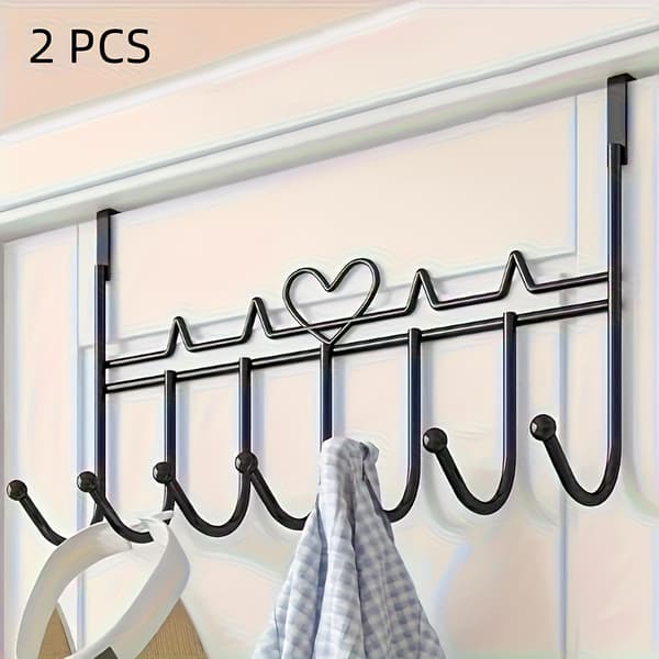Door-mounted storage rack, space-saving metal shelf holds 21 keychains, damage-free wall hook without drilling for kitchen, bathroom White