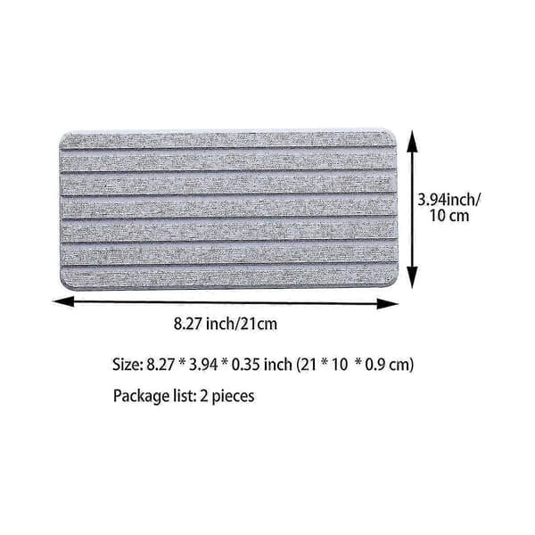 2 stk. grå diatomitt-underlegg, absorberende stein, rektangulært rillet design Grey