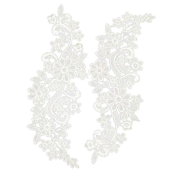 Hul Flora Blomster Blonde Krave Halsudskæring Broderi Patch Pynt DIY Ny