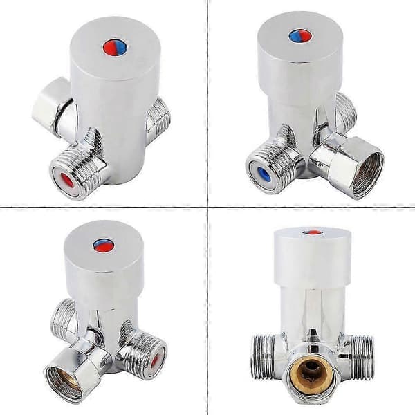 Automatisk termostatventil for varmt/kaldt vann - solid messing 3-veis kran