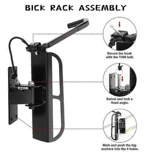1-pack svängbart cykelväggfäste med däckbricka vertikal förvaring för garage Black