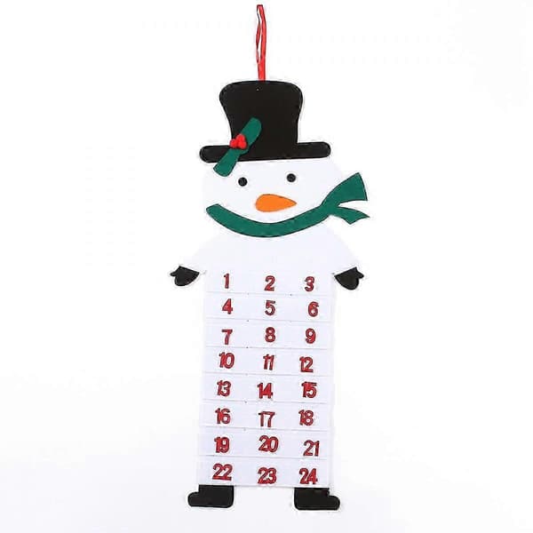 Julkalender 24 fickor med prydnader av tomte, älg och snögubbe