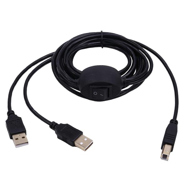 2 i 1 printerkabel USB A til B han til han printerkabel til printerfordeler til to computere A Black