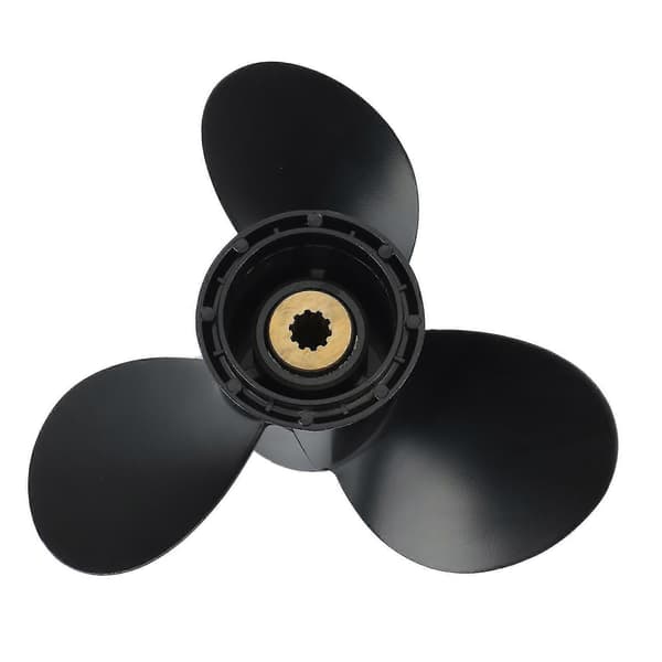 Utombordsmotorpropeller 9 1/4X12 Aluminium 10 kuggars splines DF9.9B DF15A DF20A Black