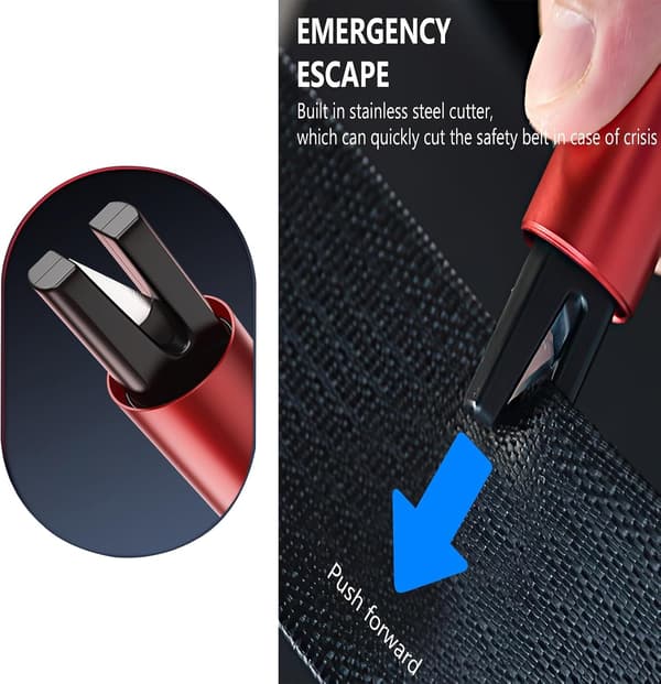 Safe Pro X Car Emergency Escape Tool, Automatic Window Breaking Hammer on Land and Underwater, One Red red