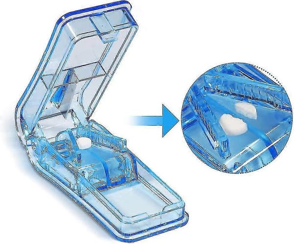 Pillekutter for å kutte og knuse små og store piller, pilledeler for splitting