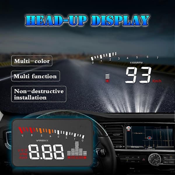 Bil Head Up Display HUD Speedometer Vandtemperatur Digital On Board Computer Forrude Projektor Biltilbehør