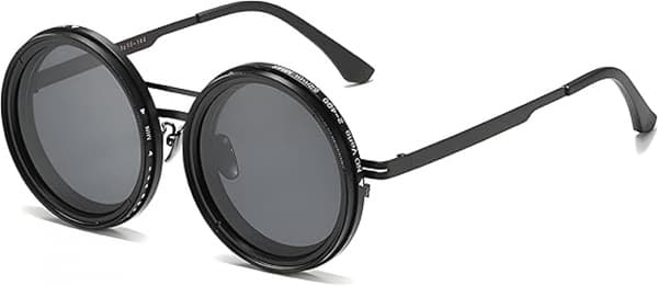 (A) Adjustable Tinted Polarized Round Sunglasses with ND9 Stepless Adjustable Sunglasses for Men, 1-9 Gear Beach Sunglasses